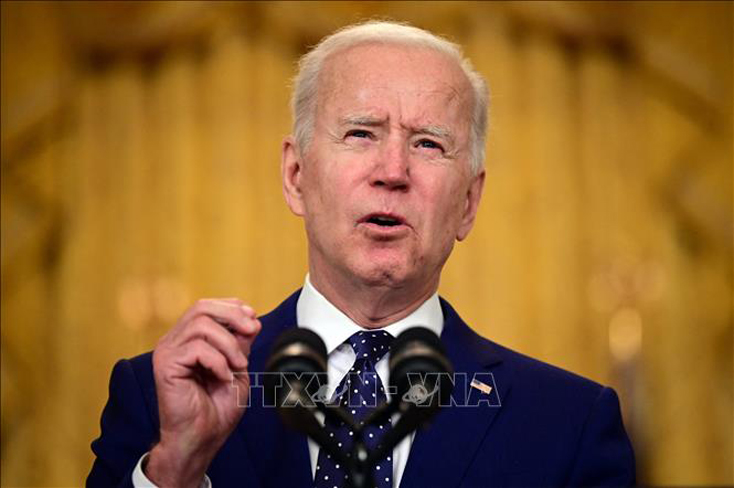 Tổng thống Mỹ Joe Biden phát biểu tại Nhà Trắng ngày 15-4-2021. Ảnh: AFP/TTXVN