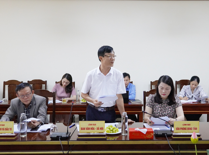 Phó Trưởng ban Văn hóa-Xã hội HĐND tỉnh Phan Trần Nam phát biểu tại buổi làm việc.