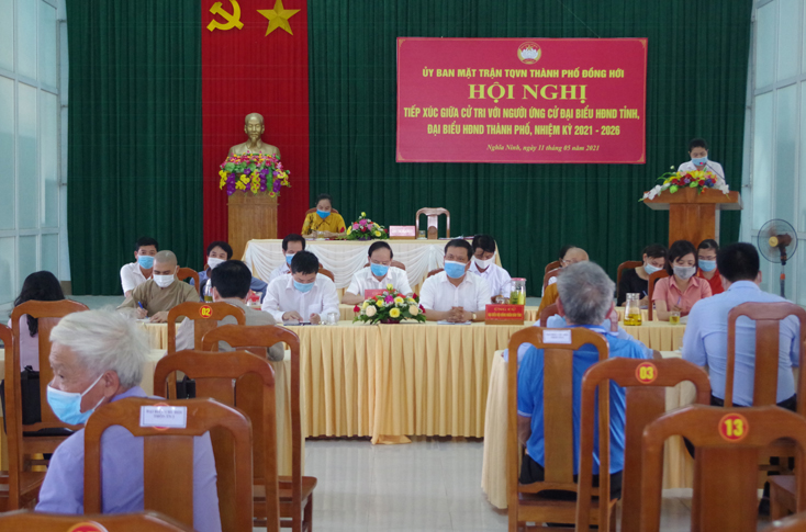 Hội nghị tiếp xúc giữa cử tri với những người ứng cử đại biểu HĐND tỉnh và HĐND thành phố, nhiệm kỳ 2021-2026 tại xã Nghĩa Ninh.