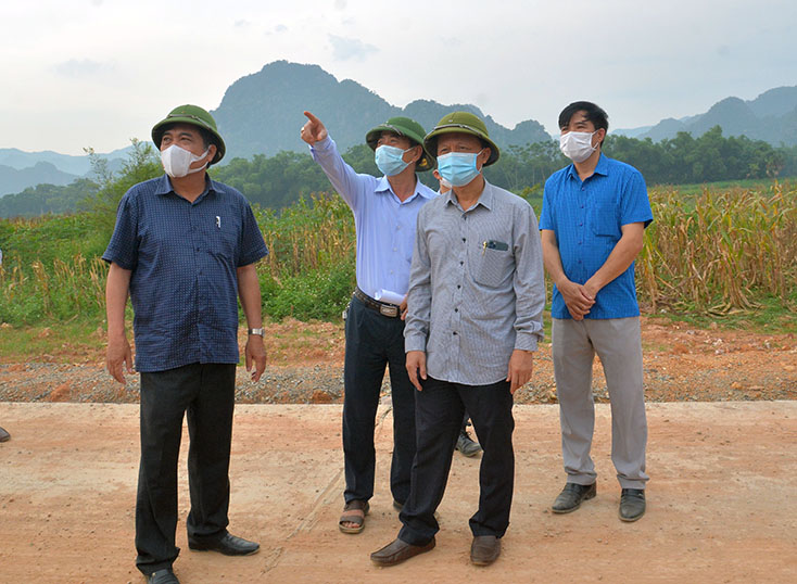  Đồng chí Phó Chủ tịch Thường trực UBND tỉnh kiểm tra kiểm tra tiến độ thi công công trình khu tái định cư tại xã Thạch Hóa (Tuyên Hóa).