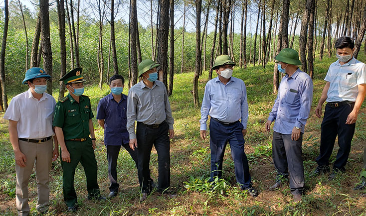 Đồng chí Phó Chủ tịch Thường trực UBND tỉnh Đoàn Ngọc Lâm kiểm tra công tác PCCCR tại xã Trường Thủy (Lệ Thủy).