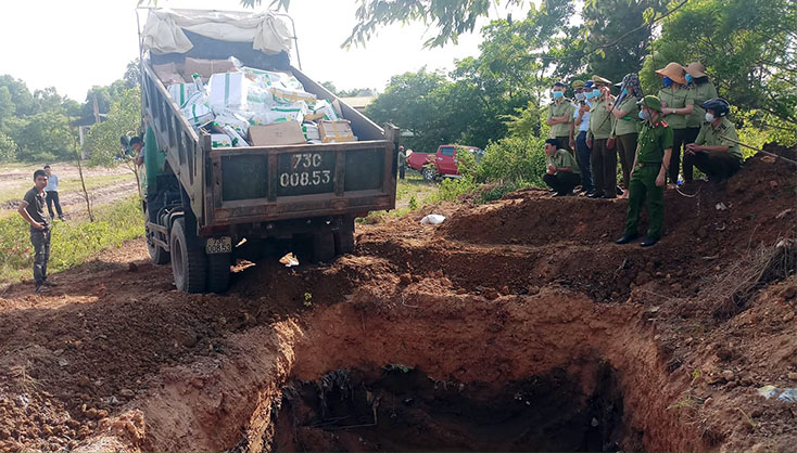 tiến hành tiêu hủy số hàng đông lạnh vi phạm