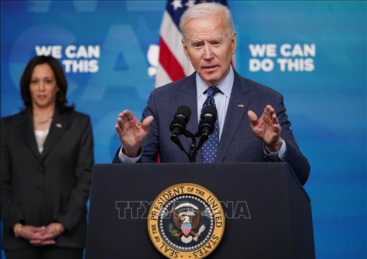 Tổng thống Mỹ Joe Biden tại cuộc họp báo về việc đối phó với dịch COVID-19 và tiêm chủng vaccine tại Washington, DC, Mỹ, ngày 2-6-2021. Ảnh: AFP/TTXVN