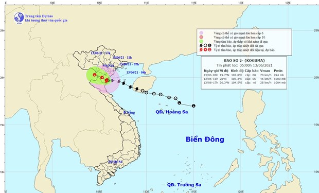  Hình ảnh và đường đi của cơn bão số 2. (Nguồn: nchmf.gov.vn)