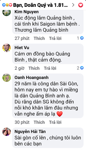 Các ý kiến nhân dân về sự sẻ chia kịp thời và ấm áp của Quảng Bình với Đảng bộ và nhân dân TP. Hồ Chí Minh trong “cuộc chiến” phòng, chống dịch Covid-19.