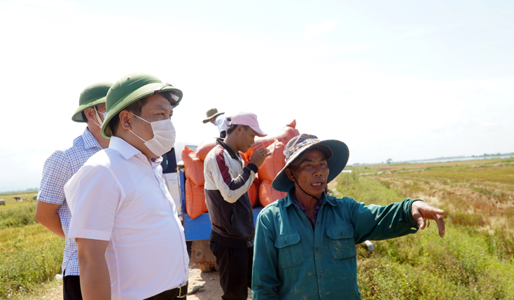 Đồng chí Bí thư Tỉnh ủy Vũ Đại Thắng kiểm tra tình hình sản xuất nông nghiệp tại huyện Quảng Ninh.