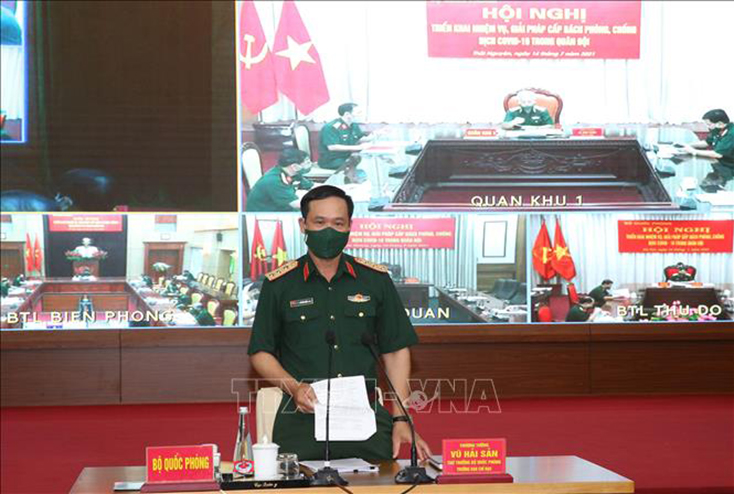 Thượng tướng Vũ Hải Sản phát biểu tại Hội nghị. Ảnh: Hồng Pha/TTXVN phát