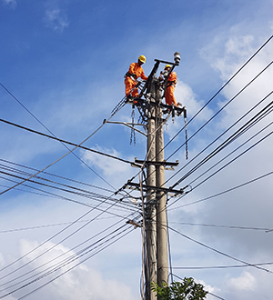 Công nhân PC Quảng Bình nâng cấp hệ thống các tuyến đường dây nhằm vận hành tối ưu cho hệ thống lưới điện.