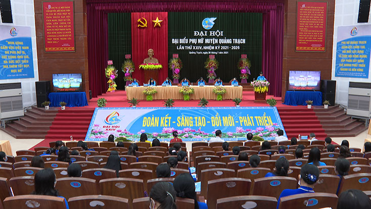 Toàn cảnh Đại hội đại biểu phụ nữ huyện Quảng Trạch nhiệm kỳ 2021-2026