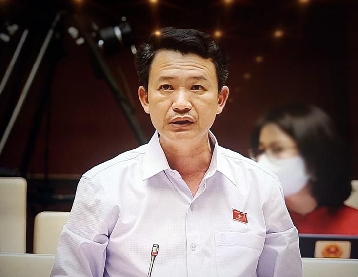 Đại biểu Trần Quang Minh phát biểu tại hội trường sáng 27-7
