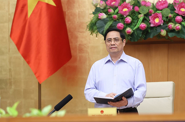 Thủ tướng Chính phủ Phạm Minh Chính phát biểu tại cuộc họp. Ảnh: Dương Giang/TTXVN.