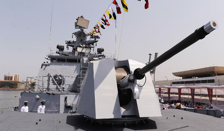 Súng trên tàu INS Shivalik của Hải quân Ấn Độ. Ảnh: CNN