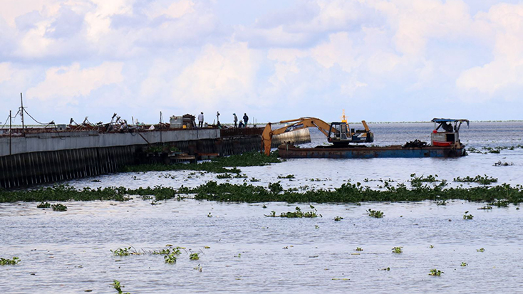 Cảng hành khách Rạch Giá trên địa bàn thành phố Rạch Giá (Kiên Giang) đang trong giai đoạn thi công. Ảnh: Lê Huy Hải/TTXVN