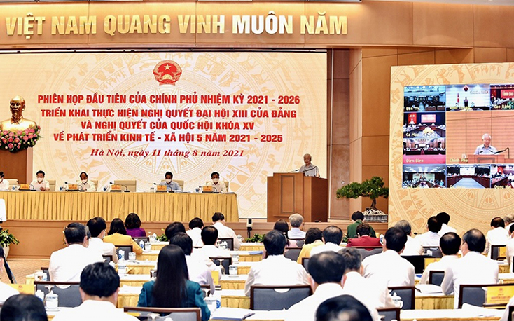 Phiên họp đầu tiên của Chính phủ nhiệm kỳ 2021-2026 được tổ chức theo hình thức trực tuyến.