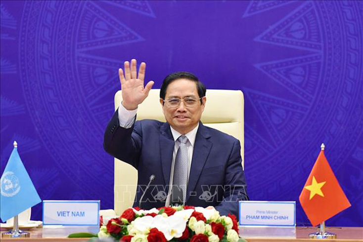  Thủ tướng Phạm Minh Chính dự Phiên thảo luận mở Cấp cao của Hội đồng Bảo an Liên hợp quốc. Ảnh: Dương Giang/TTXVN