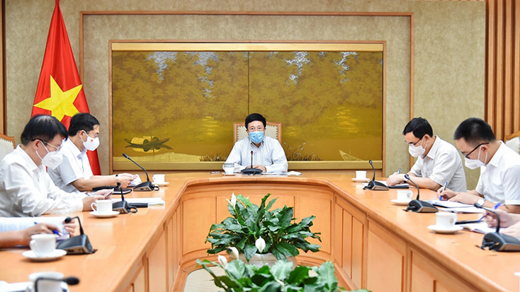 Phó Thủ tướng Phạm Bình Minh chủ trì cuộc họp với Tổ công tác của Chính phủ về ngoại giao vắc-xin. 