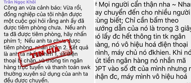 Nội dung được người dùng chia sẻ trên mạng xã hội là giả mạo. (Ảnh: VAFC)