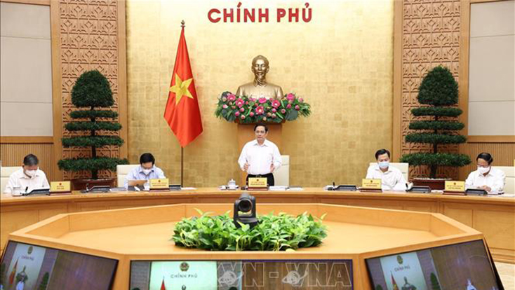  Thủ tướng Phạm Minh Chính chủ trì Phiên họp Chính phủ thường kỳ tháng 8. Ảnh: Dương Giang/TTXVN