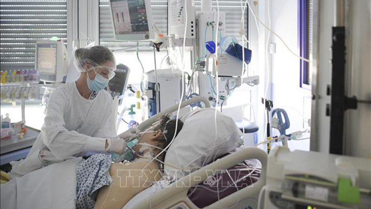 Nhân viên y tế điều trị cho bệnh nhân COVID-19 tại một bệnh viện ở Mulhouse, Pháp. Ảnh minh họa: AFP/TTXVN
