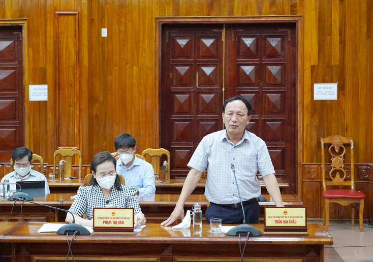 Đồng chí Phó Bí thư Thường trực Tỉnh ủy Trần Hải Châu phát biểu tại cuộc họp