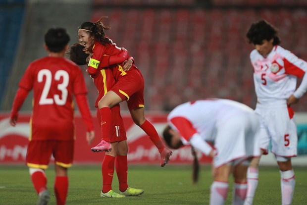 Đội tuyển nữ Việt Nam giành chiến thắng 7-0 trước Tajikistan. (Nguồn: VFF)