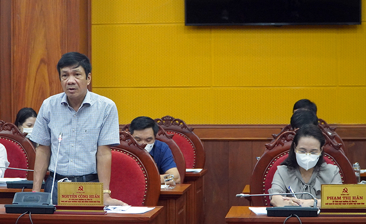 Đồng chí Nguyễn Công Huấn, Ủy viên Ban Thường vụ Tỉnh ủy, Phó Chủ tịch Thường trực HĐND tỉnh phát biểu tại buổi làm việc.