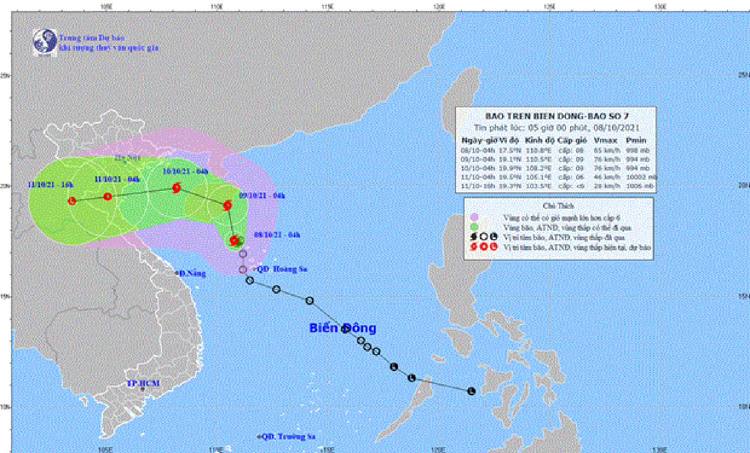 Áp thấp nhiệt đới tại Biển Đông đã mạnh lên thành bão - cơn bão số 7