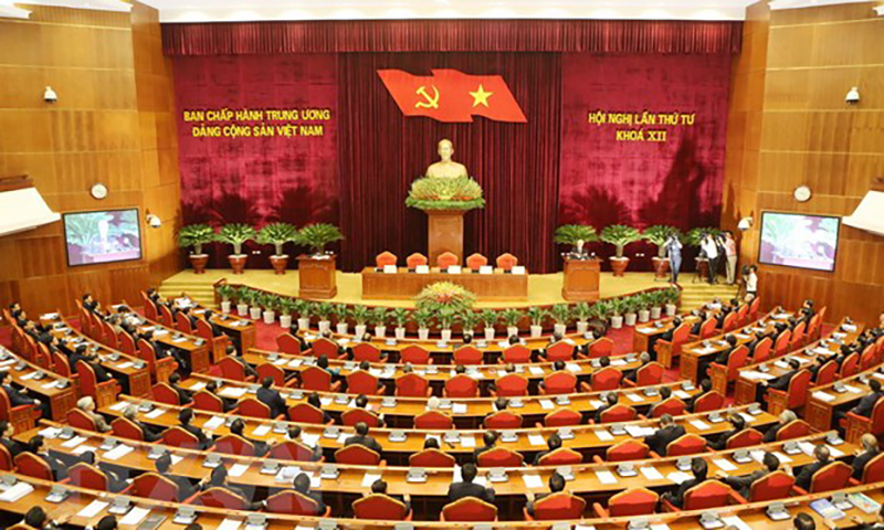 Toàn cảnh Hội nghị lần thứ tư Ban Chấp hành Trung ương Đảng Cộng sản Việt Nam khóa XII. Ảnh tư liệu: Trí Dũng/TTXVN