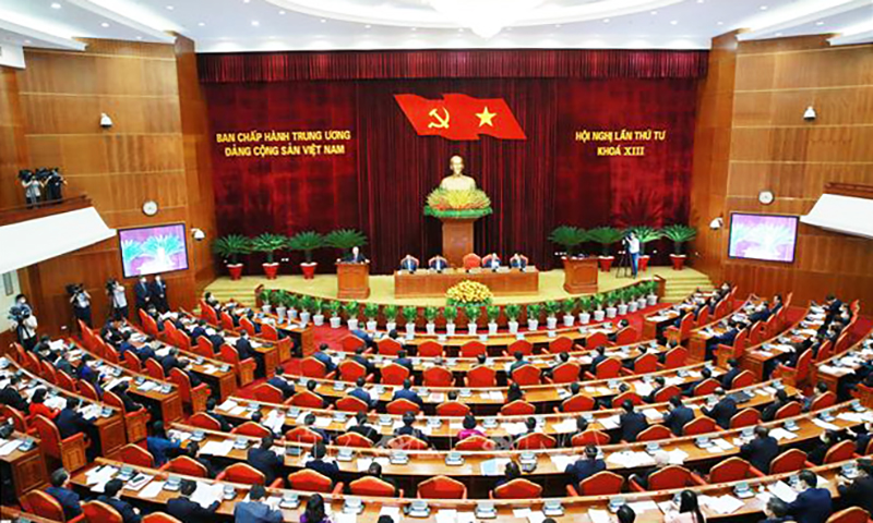 Toàn cảnh Hội nghị lần thứ tư Ban Chấp hành Trung ương Đảng Cộng sản Việt Nam khóa XIII, sáng 4-10-2021. Ảnh: Phương Hoa/TTXVN