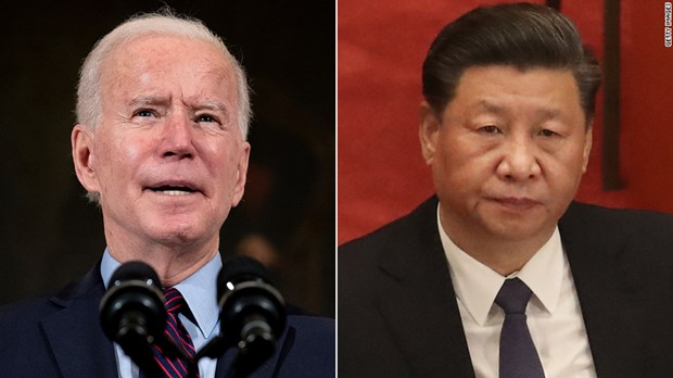 Tổng thống Mỹ Joe Biden (trái) và Chủ tịch Trung Quốc Tập Cận Bình. (Nguồn: CNN)