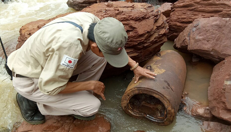 Quả bom M117 được phát hiện tại thôn Cha Lo, xã Dân Hóa, huyện Minh Hóa.