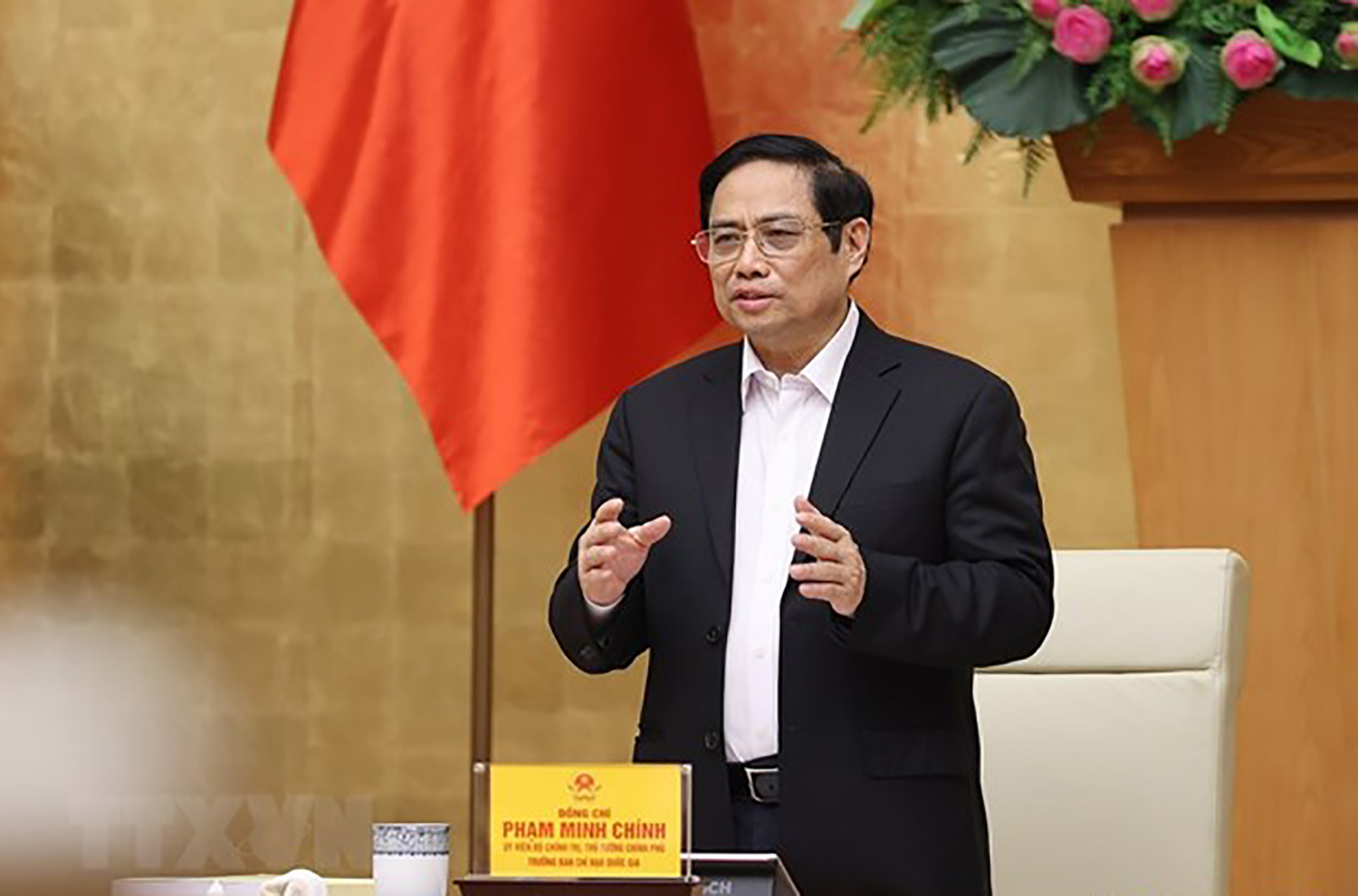 Thủ tướng Phạm Minh Chính chủ trì sơ kết công tác phòng, chống dịch COVID-19 trong đợt bùng phát lần thứ 4. (Ảnh: Dương Giang/TTXVN)