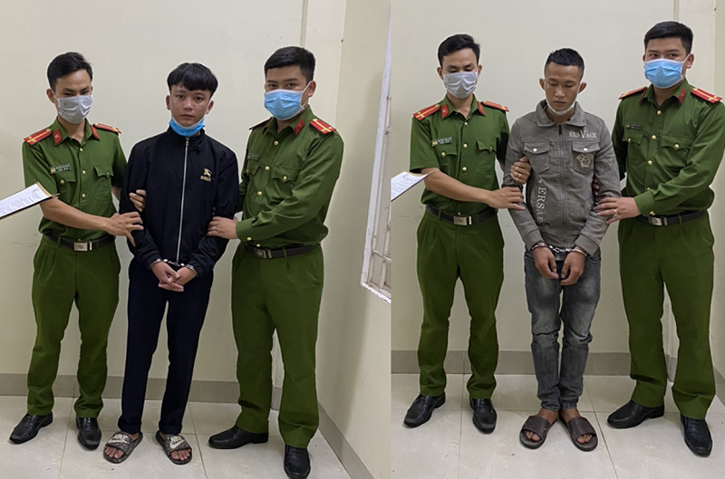 2 đối tượng Phan Quốc Khánh và Phan Hoài Giang Hoàng đang bị tạm giữ người trong trường hợp khẩn cấp về hành vi gây rối trật tự công cộng.