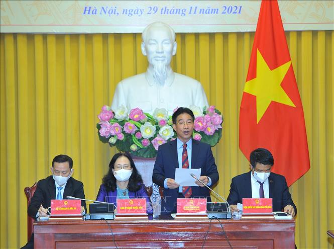 Đồng chí Phạm Thanh Hà, Phó Chủ nhiệm Văn phòng Chủ tịch nước phát biểu tại buổi họp báo. Ảnh: Minh Đức/TTXVN