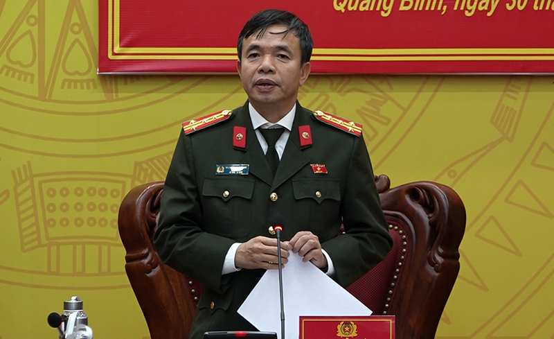 Đại tá Nguyễn Tiến Nam, Ủy viên Ban Thường vụ Tỉnh ủy, Giám đốc Công an tỉnh, Đại biểu Quốc hội khóa XV phát biểu chỉ đạo tại hội nghị.