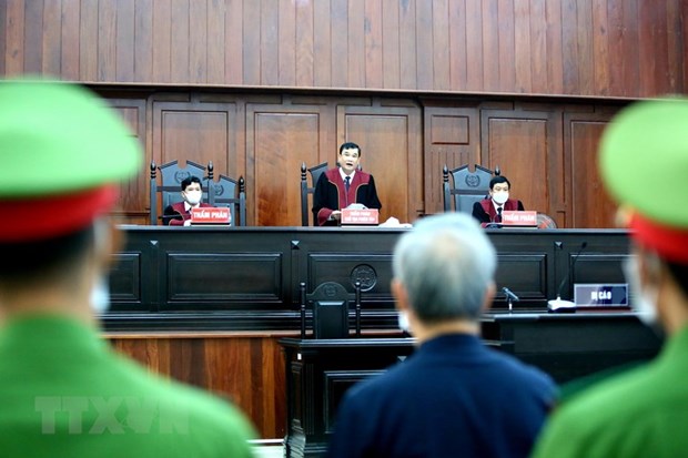 Hội đồng xét xử tuyên bác kháng cáo của bị cáo Nguyễn Thành Tài. (Ảnh: Thành Chung/TTXVN)