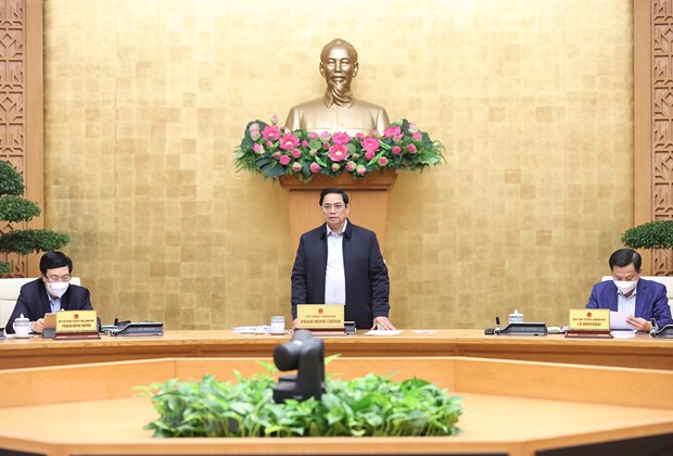 Thủ tướng Phạm Minh Chính chủ trì Phiên họp Chính phủ thường kỳ tháng 11 năm 2021. (Ảnh: Dương Giang/TTXVN)