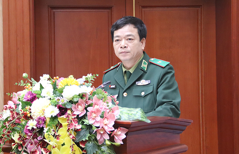 Thiếu tướng Nguyễn Văn Thiện, Phó Tư lệnh BĐBP phát biểu tại hội nghị