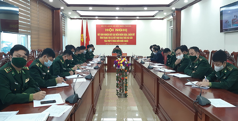 Đại tá Trinh Thanh Bình, Chỉ huy trưởng chủ trì hội nghị tại điểm cầu BCH BĐBP Quảng Bình.