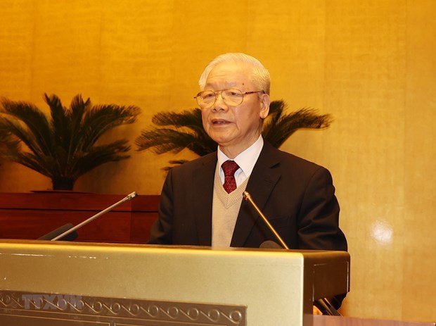 Tổng Bí thư Nguyễn Phú Trọng đã ký Quy định số 37-QĐ/TW ngày 25-10-2021 về những điều đảng viên không được làm. (Ảnh: Trí Dũng/TTXVN)