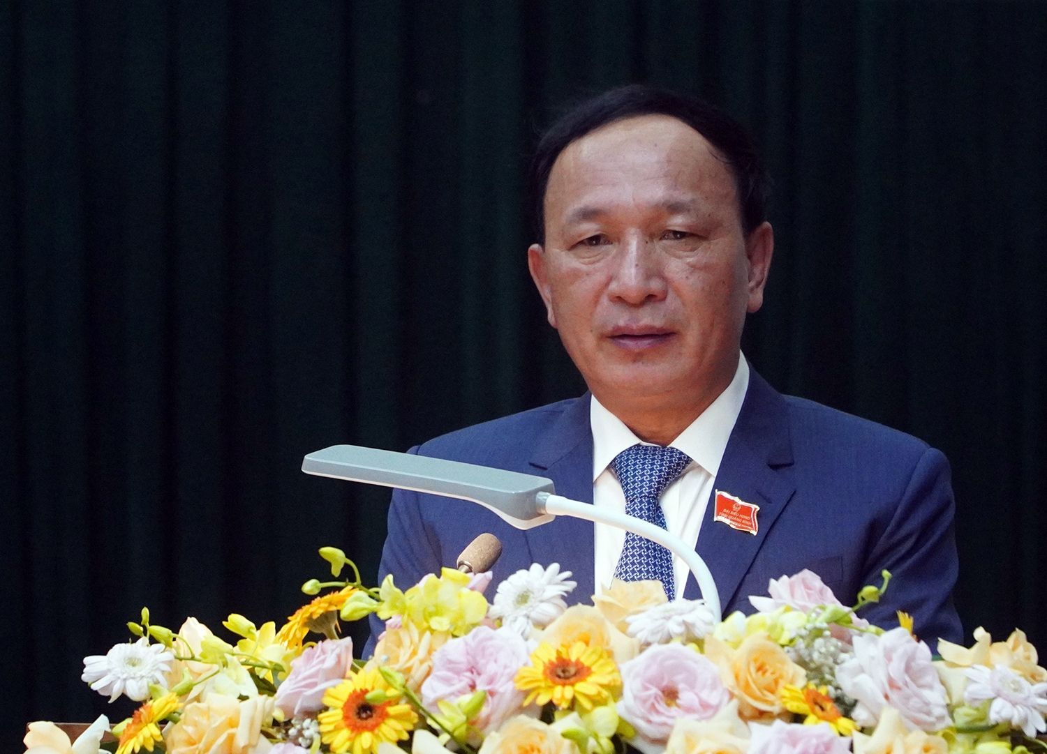 Đồng chí Trần Hải Châu, Phó Bí thư Thường trực Tỉnh ủy, Chủ tịch HĐND tỉnh phát biểu khai mạc kỳ họp