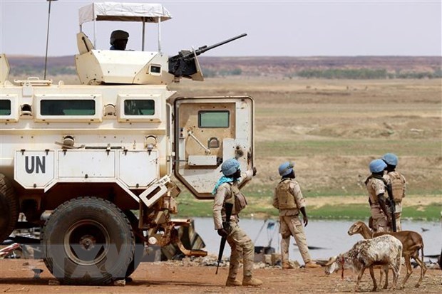 Binh sỹ thuộc phái bộ gìn giữ hòa bình của Liên hợp quốc tại Mali tuần tra tại Gao, Mali. (Ảnh: AFP/TTXVN)