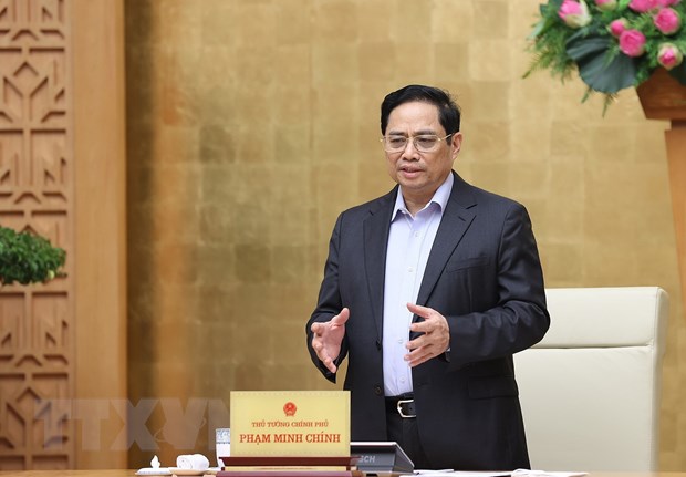 Thủ tướng Pham Minh Chính chủ trì cuộc họp. (Ảnh: Dương Giang/TTXVN)