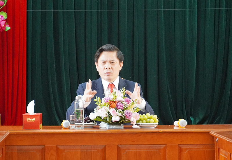 Bộ trưởng Bộ GTVT Nguyễn Văn Thể phát biểu chỉ đạo tại cuộc làm việc.
