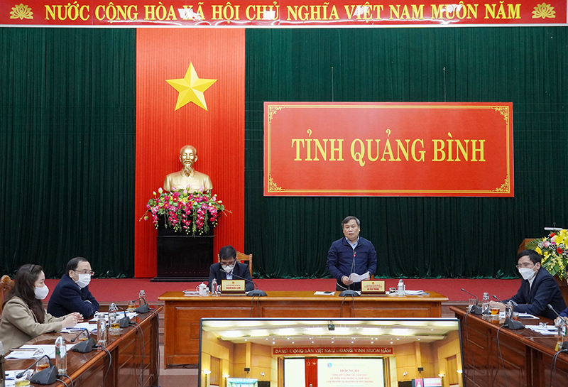 Đồng chí Bí thư Tỉnh ủy Vũ Đại Thắng phát biểu tại hội nghị.