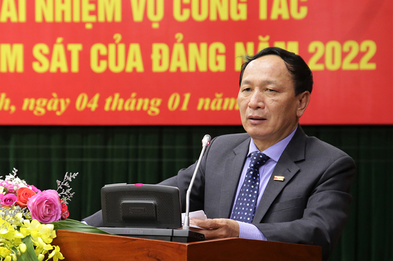 Đồng chí Phó Bí thư Thường trực Tỉnh ủy Trần Hải Châu phát biểu kết luận hội nghị.
