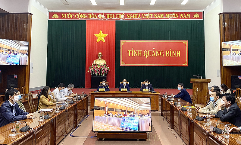 Các đại biểu dự hội nghị tại điểm cầu tỉnh Quảng Bình