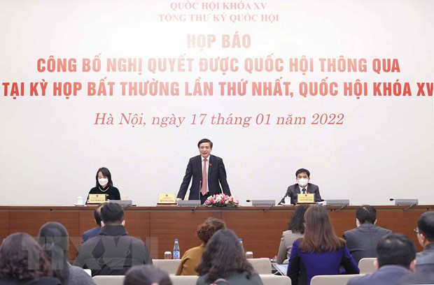 Tổng thư ký Quốc hội, Chủ nhiệm Văn phòng Quốc hội Bùi Văn Cường phát biểu. (Ảnh: Doãn Tấn/TTXVN)