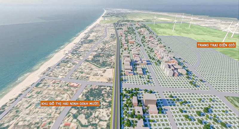 Mô hình dự án Đường ven biển đoạn qua xã Hải Ninh, huyện Quảng Ninh.