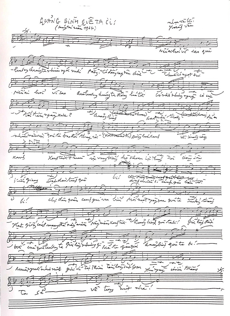  Bút tích của nhạc sỹ Hoàng Vân (chép lại tại Paris, năm 1994).
